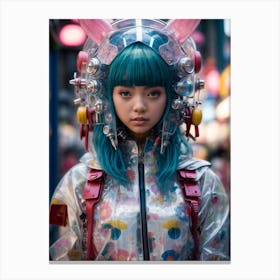 Cyberpunk Asian Girl In Tokyo Canvas Print