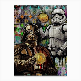 Pop Art Stormtrooper And Vader Bitcoin Canvas Print