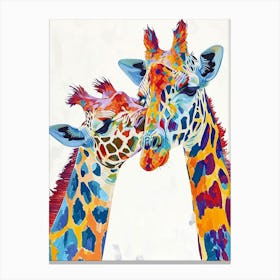 Giraffe & Calf Modern Illustration 1 Canvas Print