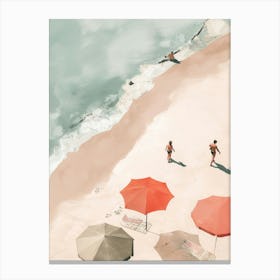 Vintage Beach Scene Painting Canvas Print