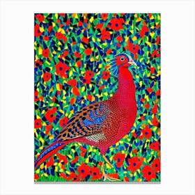 Pheasant Yayoi Kusama Style Illustration Bird Canvas Print