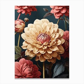 Dahlia Flower Illustration Art Print Canvas Print
