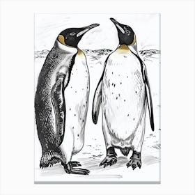 King Penguin Squabbling Over Territory 1 Canvas Print