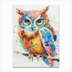 Owl Colourful Watercolour 4 Canvas Print