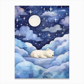 Baby Polar Bear 2 Sleeping In The Clouds Canvas Print