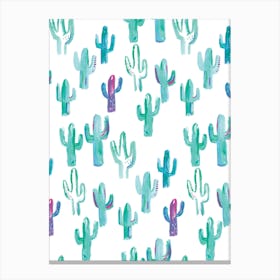 Painted Cactus Pattern Canvas Print