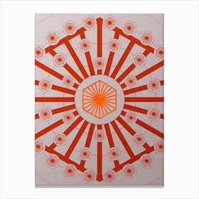 Geometric Abstract Glyph Circle Array in Tomato Red n.0239 Canvas Print