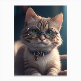 Cat With Glasses Canvas Print