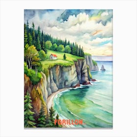Forillon National Park Watercolor Painting Canvas Print