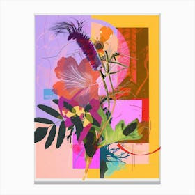Prairie Clover 2 Neon Flower Collage Canvas Print