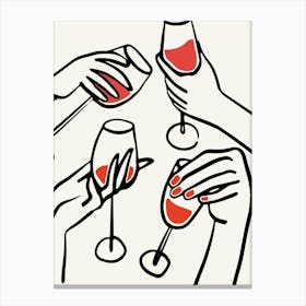 Wine Glass Art Red Print Canvas Print