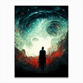 Man Standing In Front Of A Cloud Canvas Print