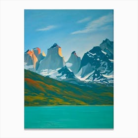 Torres Del Paine National Park Chile Blue Oil Painting 1  Canvas Print