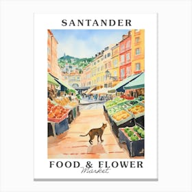 Food Market With Cats In Santander 1 Poster Canvas Print