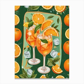 Aperol Spritz Pattern Cocktail Oranges Kitchen Art Art Print (12) Canvas Print