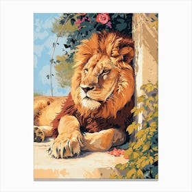 Barbary Lion Acrylic Painting 2 Canvas Print