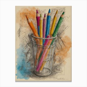 Pencils In A Bucket Canvas Print