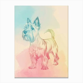 Scottish Terrier Dog Pastel Line Watercolour Illustration  3 Canvas Print