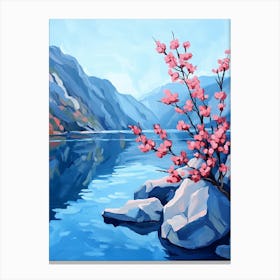 Cherry Blossoms By The Lake 3 Canvas Print