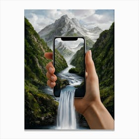 Hand Holding A Smartphone Canvas Print