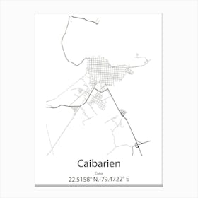 Caibarien,Cuba Minimalist Map Canvas Print