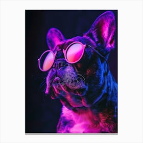 Beautiful Dog Under Neon Lights 13 Canvas Print