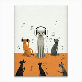 Cats Listening To Music Canvas Print