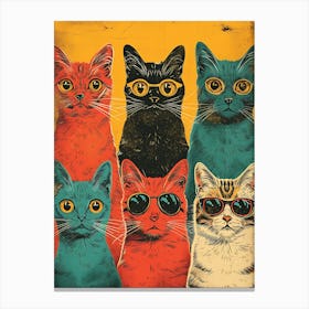 Beautiful Painting Funky Cats 1 Canvas Print