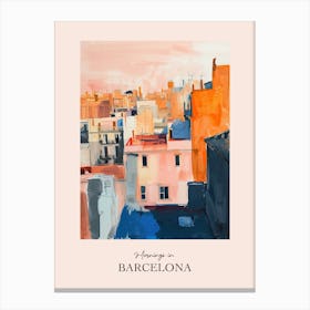 Mornings In Barcelona Rooftops Morning Skyline 3 Canvas Print