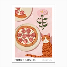 Foodie Cats Co Cat And Pizza 5 Canvas Print