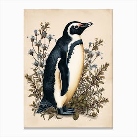 Adlie Penguin Bartolom Island Vintage Botanical Painting 4 Canvas Print