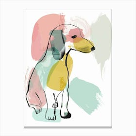 Dachshund Watercolour Dog Pastel Line Illustration 3 Canvas Print