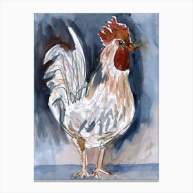 Rooster Watercolor Painting farm farmcore hand painted kitchen living room bird white beige grey payne's Canvas Print