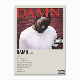 Kendrick Lamar Damn 2017 Music Album Poster Canvas Print