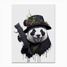 Leonardo Diffusion A Panda Head White Background Hat With Real 0 Canvas Print