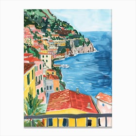 Travel Poster Happy Places Positano 4 Canvas Print