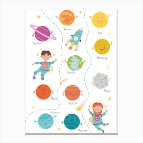 Cute Planet Solar System Canvas Print