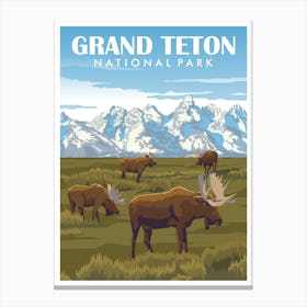 Grand Teton National Park Vintage Travel Poster Canvas Print