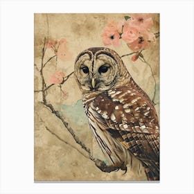 Barred Owl Japanese Painting 2 Canvas Print