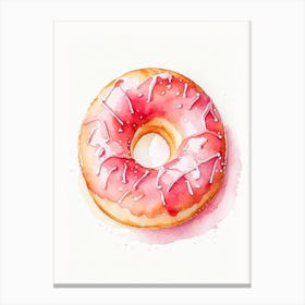 Strawberry Frosted Donut Cute Neon 2 Canvas Print