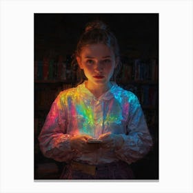 Girl With A Glowing Phone Canvas Print