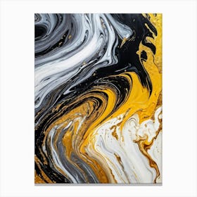 Abstract Texture On A Wall Swirling Pattern Of Fluid Gold Silver Yellow Grey And Black Resembli (7) Canvas Print