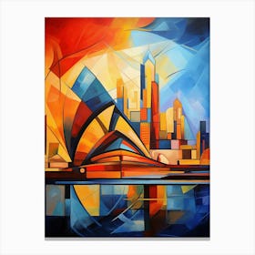 Opera House Sydney III, Modern Abstract Cubism Picasso Style Vibrant Painting Canvas Print