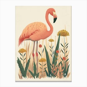 Andean Flamingo And Ginger Plants Minimalist Illustration 1 Canvas Print