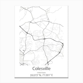 Colesville,United States Minimalist Map 1 Canvas Print