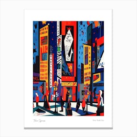 Time Square New York City Matisse Style 3 Watercolour Travel Poster Canvas Print