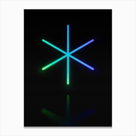 Neon Blue and Green Abstract Geometric Glyph on Black n.0268 Canvas Print
