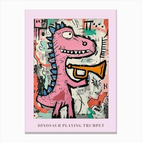 Abstract Dinosaur Scribble Playing The Trumpet 2 Poster Canvas Print