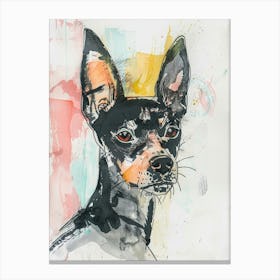 Pastel American Hairless Terrier Dog Pastel Line Illustration  1 Canvas Print