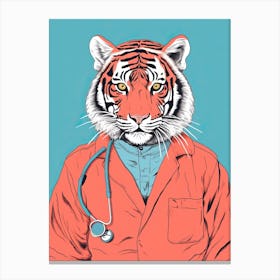 Tiger Illustrations Wearing Scrubs 4 Canvas Print